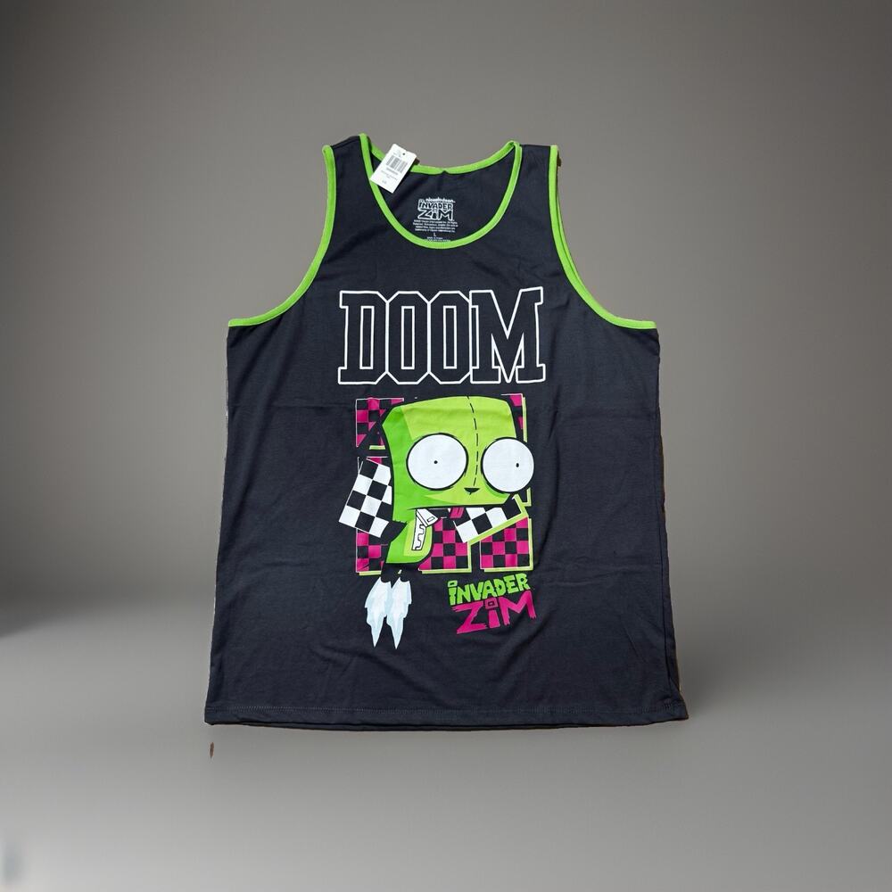 Invader Zim Doom Checkerboard Tank Top Gray Size LARGE New